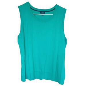 Talbots Green Tank Top Women's 2Xp Pima Cotton Preppy Office Siren Professional